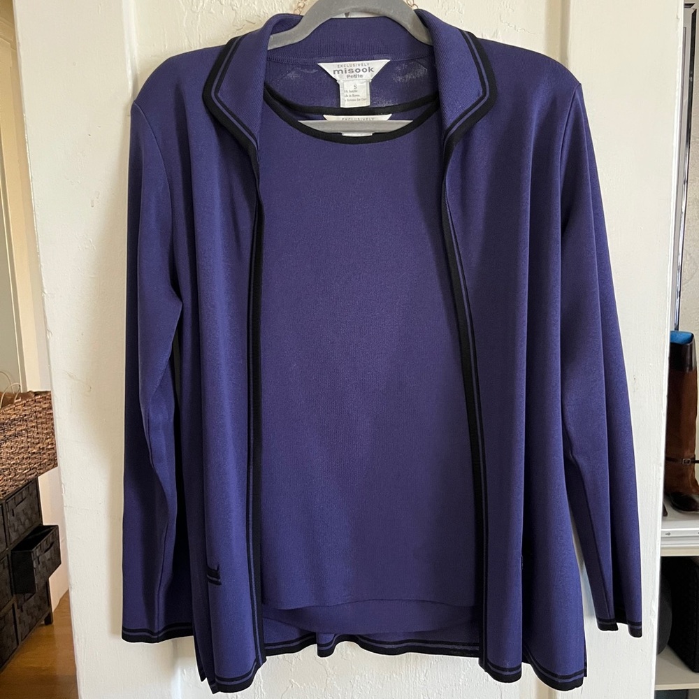 Vintage Exclusively Misook 3 Piece Purple Knit Women's Pantsuit S Small Petite - Picture 4 of 9